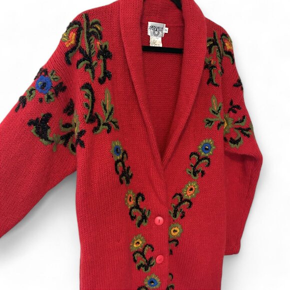 Vintage Cervelle Oversized Wool-Blend Embroidered Sweater - Picture 4 of 8